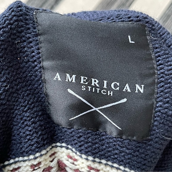 American‎ Stitch Knit Cardigan Sweater with  Reindeer Pattern Size: L - Picture 5 of 6